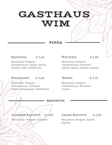 Speisekarte | Gasthaus Wim