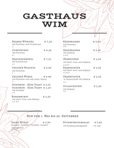 Speisekarte | Gasthaus Wim